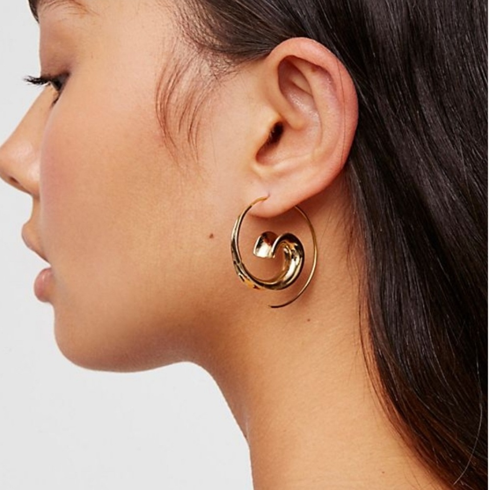 Free People Gold Swirl Earrings